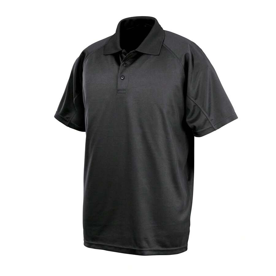 Spiro Impact Mens Performance Aircool Polo T-Shirt (Black) - 100% Polyester - (BC4115) - Black - View 1