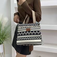 Tessuto a motivi spessi con materiale in foglio di alluminio, tasca frontale con cerniera, adatto per borsa da lavoro e studio, borsa portaoggetti.