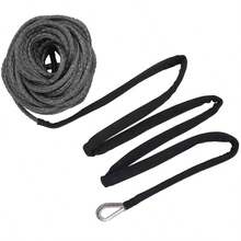 15M Synthetic Winch Line Cable Rope 7700 LBS Car ATV UTV Heavy Duty 5mm & Sheath - Black - View 8