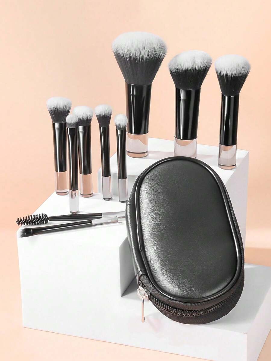 10 Mini Portable Makeup Brushes With Brush Bag Set, With Dense And Skin Friendly Bristles Suitable For Sensitive Skin, Suitable For All Women, Can Be Given As Gifts To Friends, Compact And Portable, Suitable For Business Trips And Travel,Brush Set,Makeup Brush Kit,Make Up Brush Set,Make Up Set Complete,Makeup Brush Set,Complete Makeup Kit,Brush Kit,Brushes Makeup Set,Makeup Gift Set,Set