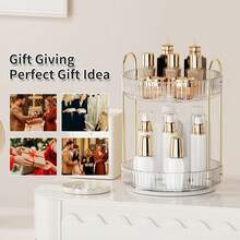360° Rotating Makeup Organizer For Vanity - 2 Tier Perfume Organizer With Large Capacity - Skincare Organizer For Bathroom Counter - Space-Saving Cosmetic Storage For Dresser Countertop (Clear) - 透明 - 查看 6
