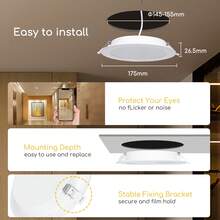Aigostar LED empotrable, 12 W, equivalente a 113 W, luz diurna 4000 K, foco LED interior empotrable, luz LED empotrable, puerto LED, Ф145-155 mm, paquete de 2 - 12w-4000k - Ver 6