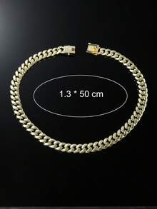 1 Set Men's Hip Hop Style Classic Smooth Cuban Link Chain Necklace And Bracelet Set - Style a - View 4