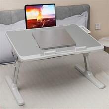 Adjustable Laptop Bed Desk With Drawer, Foldable Lap Table For Bed Sofa, Portable Notebook Stand For Studying Working, Silver Grey - Màu xám bạc - Xem 2