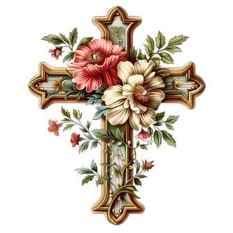 1/2/3 piezas "Cruz Floral" Pegatinas de plástico DIY, adecuadas para decoración de impresión por transferencia de calor en camisetas, almohadas, mochilas, cojines, pantalones, fundas de sofá, duraderas y lavables, no se desvanecen