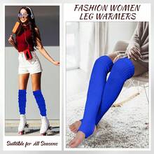 Long Leg Warmers Women 24 Inch Over Knee Knit Ribbed Leg Warmer Stirrup Yoga 80s Party Dance Ballet Supply - Sapphire - 查看 7