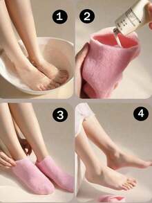 1pair Moisturizing Gel Socks, Ultimate Aloe-Infused Gel For Home Use, Say Goodbye To Dry Cracked Feet, Christmas Gifts, Women And Men Foot Care, Spa Socks, Travel Essential - Multicolor - View 3