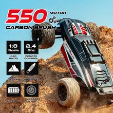1:8 Scale Full Scale High Speed RC Car, 2.4Ghz Fernbedienung Lkw, All Terrain Anwendung, Lenkung Dual Rate Einstellung, Fahrrichtung Einstellung, Lenkung Trimming, Verstellbare Stoßdämpfung, Anti-Rutsch Verschleißfeste Reifen, Unabhängige Stoßdämpfung, Geburtstag Weihnachten Ostergeschenke - Schwarz - Übersicht 12