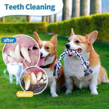 Juguete de cuerda para perros, juguete de masticar duradero para perros pequeños y medianos, 3 nudos, juguete de tirón de 100 piezas, mantiene a los perros entretenidos y limpia los dientes - Multicolor - Ver 6