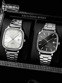 1PC Casual Men's Quartz Watch, Multi-Function Men's Watch With Date Display, Simple Square Dial With Bar Hour Markers, Alloy Strap, The Best Gift For Men, Suitable For Daily Wear, Weddings, And Parties, Perfect Holiday Gift (Christmas, Graduation, Teacher's Day), Fashion Accessory, Minimalist Style, High-End And Exquisite. Does Not Include Gift Box.