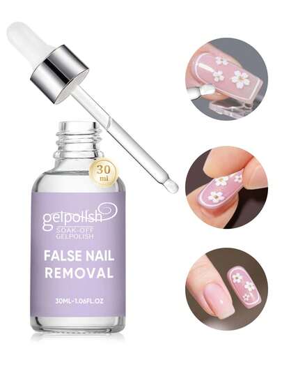 30ml Nail Polish Remover - Gentle Formula, Suitable For Gel, Acrylic And Nail Stickers, Damage-Free Removal, Pink Bottle With Applicator, Fashionable Design, Fragrance-Free Nails