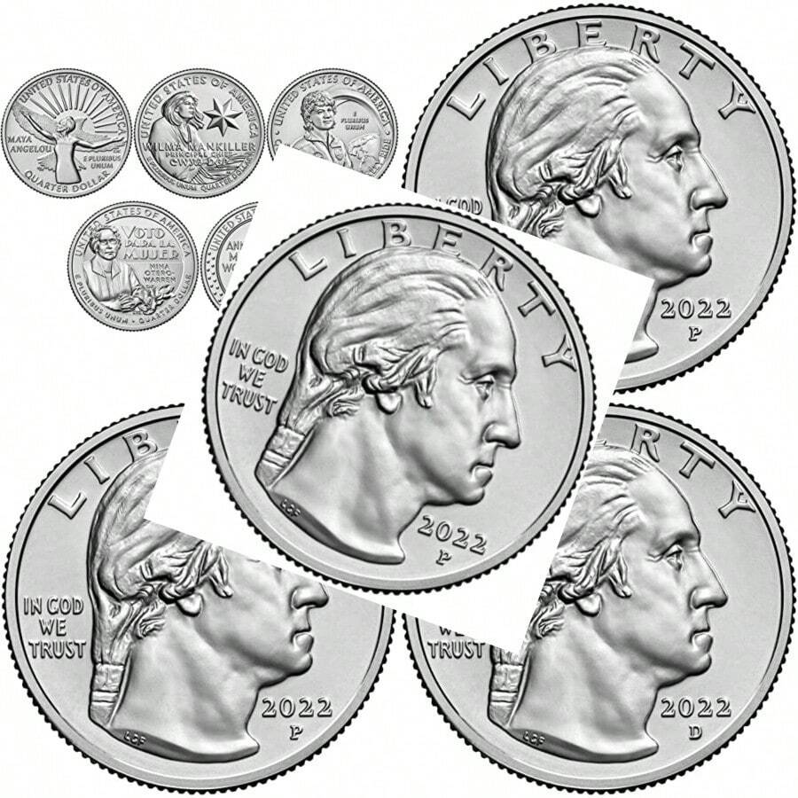 2022 P D BU American Women Quarter 10 Coin Set Collection US Mint Uncirculated - Silver - View 1