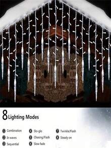 1pc Solar-Powered LED Icicle String Lights - Christmas Icicle Curtain Light Decor With 96LED, Indoor/ Outdoor Perfect For Holiday Celebrations Christmas Lights (300mAh)