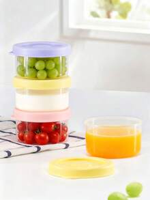 KUNT 6/2 piezas Recipientes de alimentos para bebé de 60ml redondos/150ml cuadrados, material de PP, tazones de alimentación para bebés, a prueba de fugas, con tapas, aptos para microondas - Multicolor - Ver 6