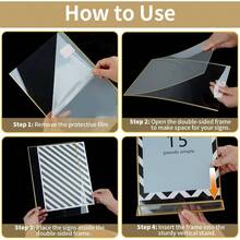 Gold Acrylic Sign Holder 4X6 Inch, 6 Pack Wedding Table Number Frames Vertical, Double Sided Display Gold Picture Frame, Menu Holders Wedding Reception, Party Decoration - Tiêu chuẩn - Xem 6