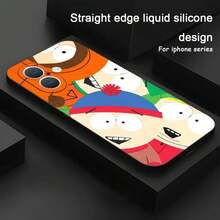Custodia per telefono con motivo cartoni animati di South Park, compatibile con 17, 16, 15, 14, 13, 12, 11, X, XR, XS, 8 Plus, Mini, Pro e Pro Max, morbida e antiurto, colore nero