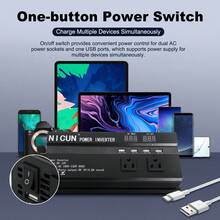 Pure Sine Power Inverter 16000W 6000W 5000W DC 12V To AC 110V Converter Digital 5000W/6000W Car Power Inverter DC 12V To AC 110V Pure Sine Wave Solar Converter LCD - Svart - Visa 9