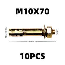 10 piezas/20 piezas Pernos de expansión de acero galvanizado, tornillos de expansión de cabeza hexagonal talla grande largos con recubrimiento de zinc de color