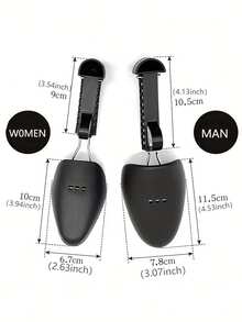 2pcs Adjustable Black Plastic Shoe Stretchers, Leather Shoe Trees, Sports Shoe Shapers, Shoe Stretchers, Shoe Covers - Unisex