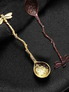 一套锌合金复古雕花工艺咖啡勺蜜蜂圆勺下午茶甜品蛋糕冰淇淋茶匙搅拌勺1件 - 彩色 - 查看 6