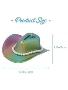 2pcs Bohemian-Style Western Cowboy Mini Hats Western Rhinestone Cowboy Hats Western Pearl Cowboy Hats Neon-Colored Women's Cowboy Hats Disco Party Hats Role-Playing Costume Accessories Party Hair Accessories Cowboy-Themed Hats