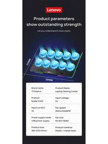 Lenovo ZJA9 游戏散热支架，多色柔和灯光效果，双涡轮散热技术，防滑硅胶设计，360° 可调节，适用于游戏和办公，黑色 - 黑色 - 查看 6