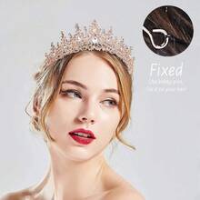 Silver Wedding Crystal Tiaras And Crowns For Women, Bride Royal Queen Headband Princess Quinceanera Headpieces For Birthday Prom Pageant Party - Rose Gold - View 5
