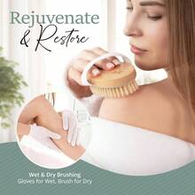 Premium Dry Brushing Body Brush Set Natural Boar Bristle Exfoliating Face Brush Bath Shower Gloves Bag How To Glowing Skin Healthy Body - Naranja - Ver 5