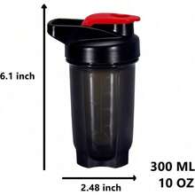 2-Pack 300ml Protein Shaker Bottles With Stainless Steel Mixing Ball, Leakproof Gym & Travel Water Bottle For Protein Shakes, Smoothies & Coffee, Easy-Clean Design With Carry Loop, Durable & Odor-Resistant, Perfect For Fitness Enthusiasts & Active Lifestyles - 04-black+Grey - View 2