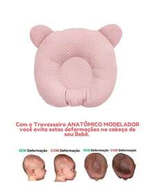 BABY MARATHON Travesseiro Anatômico Almofadinha para Bebê Berço Carrinho Conforto Bebê Neutro