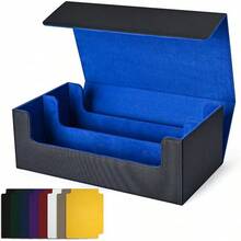 MTG Deck Box,Caja de Almacenamiento para Tarjetas Coleccionables con Capacidad Para Tcg con 2 Divisores - Negro/Azul - Ver 6