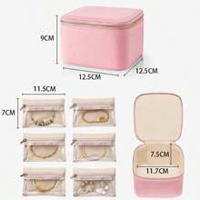 Caja de almacenamiento de joyas multifunción portátil de Navidad con bolsa, caja de joyas de cuero PU para anillos, collares, caja de joyas resistente a la oxidación como regalo de cumpleaños, caja de joyas de gran capacidad para aretes, anillos, pulseras, collares, accesorios para el cabello, adecuada como regalo de vacaciones o cumpleaños para novias, amigas y niñas