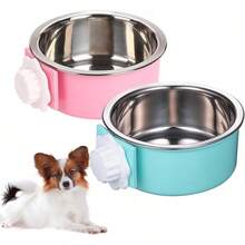 Kathson 2PCS Stainless Steel Dog Bowls Set Removable No Tip Puppy Food And Water Feeder Bowl Basic Metal Small Dog Bowls For Dogs Cats Rabbit Guinea Pigs Ferret FUOT - 尺寸:M(藍色,粉紅色) - 查看 9