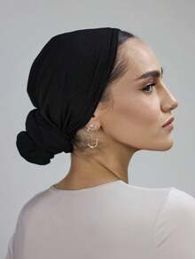 1pc Women's Hijab Wrap Headscarf, Instant Classic Solid Color Hijab With 3 Different Wearing Methods, Versatile & Practical Stretchy Headscarf, Soft & Comfortable Modal Fabric, Suitable For Daily Wear, Sports, Yoga