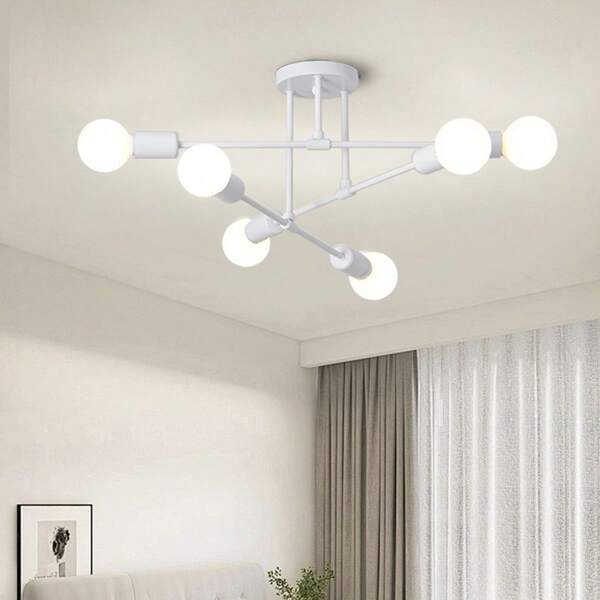 [Metal Ceiling Fixture] 6 Head Metal And Iron Multi-Head Ceiling Fixtures | For Decorating Corridors, Stairs, Hotels, Restaurants, Commercial Hotels, Kitchens, Living Rooms, Bedrooms, Cafes, And Dining Rooms - Excluding Light Bulbs