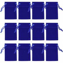 2025Nydotd 100pcs 2 X 2.8 Inch Black Velvet Cloth Jewelry Pouches Velvet Drawstring Bags Christmas Candy Gift Bag Pouch For Wedding Favors Gifts, Event Supplies Party Favors - 寶藍色 - 查看 1