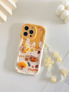 松鼠彩绘可爱卡通手工贴纸配饰彩绘星星手链奶油波浪简约防震加厚手机保护壳 - 彩色 - 查看 2