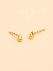 2pcs Fashionable Mini Smooth Water Drop Stud Earrings, Versatile Personalized Minimalist Earrings, Daily Wear For Women