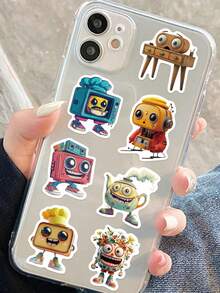 50pcs Vintage Small Tool Sticker Cartoon Robot Bookshelf Decal DIY Handbook Laptop Luggage Bottle Surfboard Sticker For Teens Toy - Multicolor - View 6