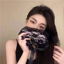 Sleep Eye Mask Light Blocking Blindfold Lace Plaid Breathable Eye Mask For Women Daily Sleeping Wear - Black Eye Mask - View 3