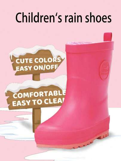 儿童加厚保暖雪地靴雨靴男女童户外旅行靴，适合雨雪季节（粉色）