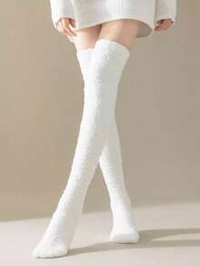 Women's Thigh-High Fuzzy Socks, Soft Warm Long Stockings, Comfortable Plush Slippers - Multicolor - View 10