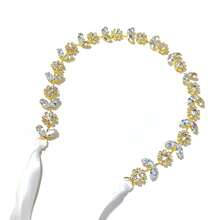 1 pieza Diadema con brillantes de rhinestone, diadema nupcial con organza para mujeres, tocado para fiesta de boda