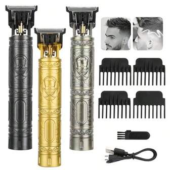 Professional Hair Clipper, Cordless Hair Clipper, Stylish Design, USB Rechargeable, Precision T-Shaped Blade Trimmer, Precise Cutting, Smooth Effect, Ideal Choice For Men's Beauty And Hairdressing-Very Suitable For Home And Salon Use