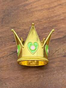 1pc Colorful Enamel Heart Crown, Alloy Mini Crown Decor For Party Flower Accessories