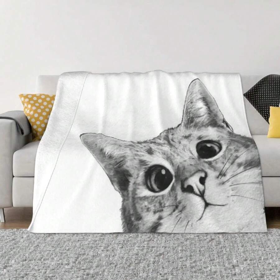 Sneaky Cat An Ultra-Soft Micro Fleece Blanket - 黑色 - 查看 1