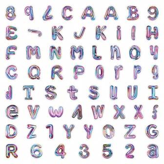 63 件/包 3D 彩色字母贴纸，个性化装饰 DIY，适用于计划器、滑板、头盔、书籍、防水贴纸