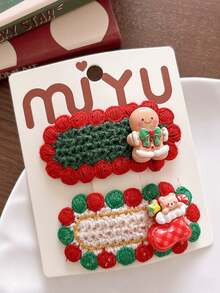 Weihnachts-Wollstrick Haarclips, süße Cartoon Mädchen Haarclips, Weihnachtsbaum, Elch, Lebkuchenmann, Weihnachtsstrumpf, Schneemann, Haus und andere Weihnachtselemente, Weihnachtsförderung, Weihnachtskopfschmuck, Weihnachtsgeschenke, Weihnachtsdeko für Zuhause, Weihnachtsparty Dekoration, Weihnachtsdekoration 2025