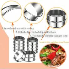 Paquete de 8 anillos ingleses para muffins de 4 pulgadas anillos de acero inoxidable de doble enrollado moldes redondos de metal para hornear - 4 pulgadas, 8 piezas - Ver 3