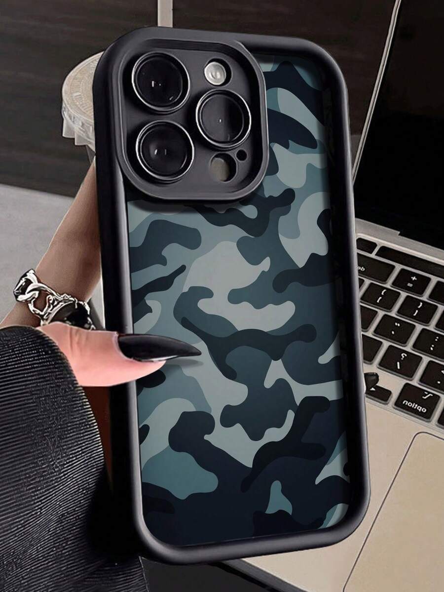 Camo Camouflage Painted Groove New Black Anti-Fall Thick Minimalist Fashion Case Compatible With IPhone 16 ProMax / 13, 16, 15, 15 ProMax, 14, 13, 12, 11, XS, XR, 7/8, 7/8 Plus, 12 ProMax, 13 ProMax, 14 ProMax, 13, 14, 11, 12, 14 Women Soft Anti-Fall XS/S/XS Max/7/8 Plus Phone Case Cover - Multicolor - View 1